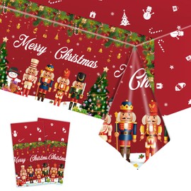 2pcs Christmas Table Cloth Party Plastic Xmas Tablecloths,137*274cm Nutcracker Table Cloth Disposable Christmas Table Cloth Dinner Tablecover for Holiday Christmas Party Table Decorations,Xmas Decor