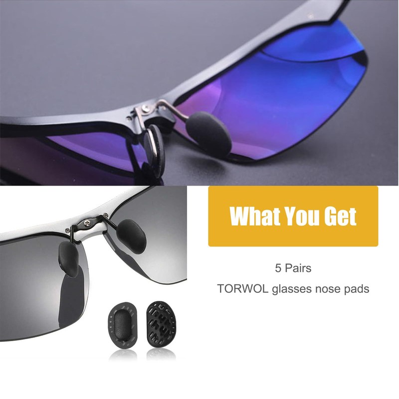 TORWOL Silicone Glasses Nose Pad, 5 Pairs Push-in Anti-Slip Glasses