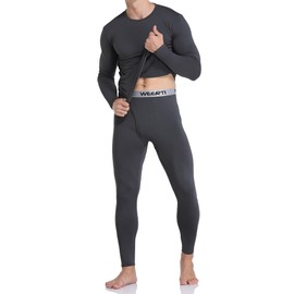 WEERTI Thermal Underwear for Men Long Johns with Fleece Lined, Base Layer Men Cold Weather Top Bottom Charcoal