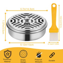 Mosquito Spiral Holder Box, Pack of 2 Mosquito Coil Holders with Lid, Stainless Steel Holder for Mosquito Coils, Anti Mosquito Spiral Box for Home, Garden, Camping, Fishing, Travel, Outdoor