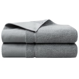 PiccoCasa Bath Towel Set 70 x 140 Cm, 100% Combed Cotton 600 GSM Bath Towels Extra Large and Soft, Highly Absorbent Hand Towels for Bathroom - Grey Hand Towel Set of 2