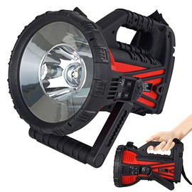 Rechargeable Spotlights Handheld, 10000LM Cool Giant Remote Spotlight for Hunting, Emergency Camping Flashlight with 3 Modes, IP65 Waterproof Handheld Searchlight for Outdoor Exploration, Fishing