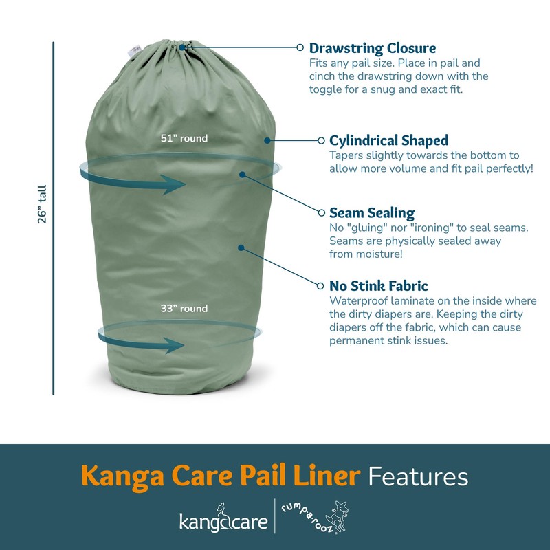 Kanga Care Seam Sealed Drawstring Reusable Diaper Pail Liner Large