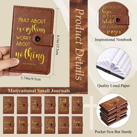 Spakon 36 Sets Christian Gifts Bulk Include Leather Bible Study Notebook Verse Ballpoint Pen Prayer Journal Religious God Scripture Notepad for Men Women Church Gifts Sunday School Gift