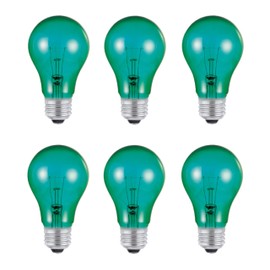 Westinghouse Lighting 0344420 25 Watt A19 Transparent Green Color Light Bulb, Incandescent Party Bulb, Medium Base, 6 Pack