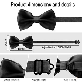Yetuab Bow Ties for Men, Black Bow Tie for Men, Black Bow Tie, Black Bowtie, Men in Black Costume, Christmas Bow Ties for Men, Milk Man Costumes for Men, Bowties Men, Boys Bow Tie