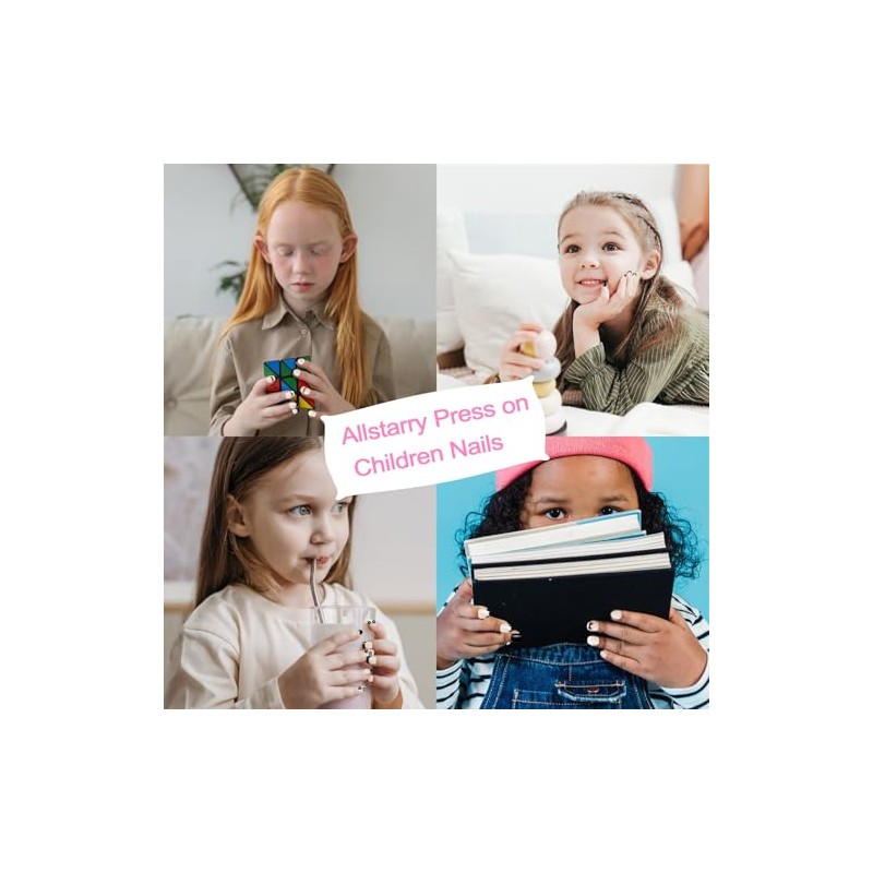 Allstarry Uñas Postizas para Niñas (Paquete de 3, 72 Unidades),