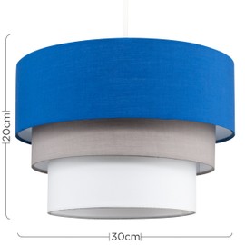 MiniSun | Round Modern 3 Tier Fabric Ceiling Pendant Light Shade in Blue | Pendant Lights, Home Décor & Improvement Essential
