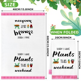 FuWeave 6 Pcs Plant Gift for Women Plant Dish Towels Plant Lover Accessories 16 x 24 Inch Waffle Funny Kitchen Towel Gardening Gifts for Christmas Mother's Day