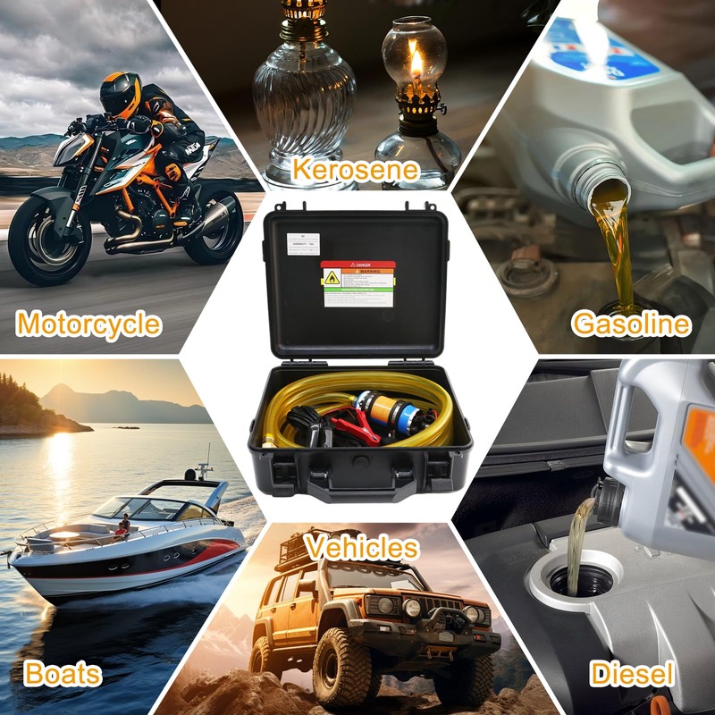 12V External Inline Fuel Transfer Pump Set, Electric Fuel Pump