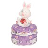 Rabbit Figurine Trinket Boxes Hand Painted Rhinestones Small Jewelry Box