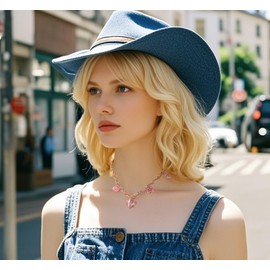 BUBGDYFO Western Cowgirl Initial Charm Necklace for Women, Gold Paperclip Chain with Heart, Boot, Hat, and Letter Pendants, Gold Plated, No Gemstone