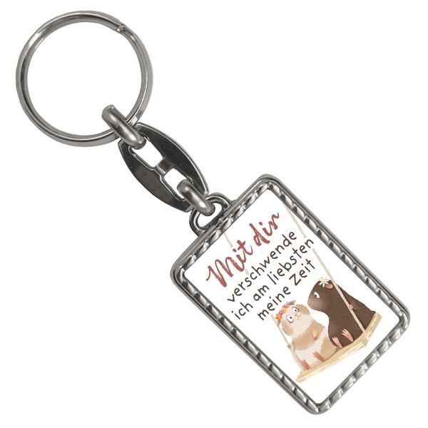 Guinea Pig Keyring with Saying Zeit mit dir verschwenden Gift