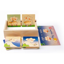 Dida - Didactic Game of Opposites/Antonyms - Top and Bottom with Olga Cloud - 12 Large Tiles in Wooden Box Designed by Nicoletta Costa Educational Games for Girls and Kids