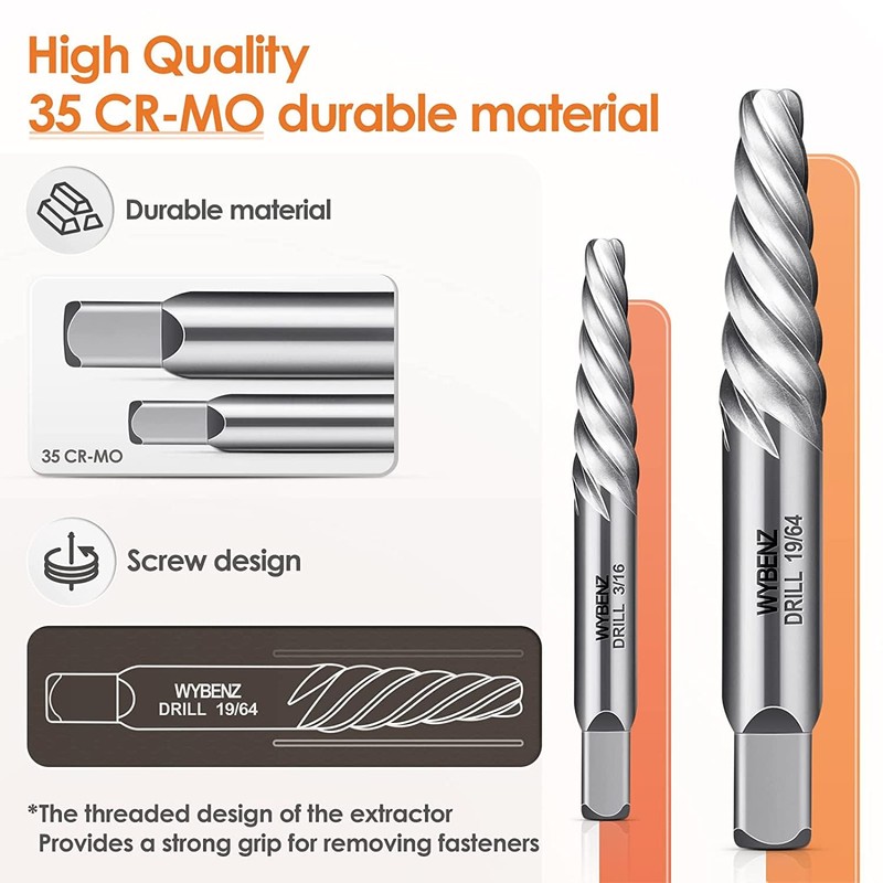 14Pcs Screw Extractor and Left Hand Drill Bits Set, Easy