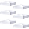 Taiyin 6 Pcs Pyramid White PVC Vinyl Post Top Caps,