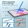 MIXOO Stylus Pen for Touch Screens, Stylus with 20pcs 0.35''/0.24''