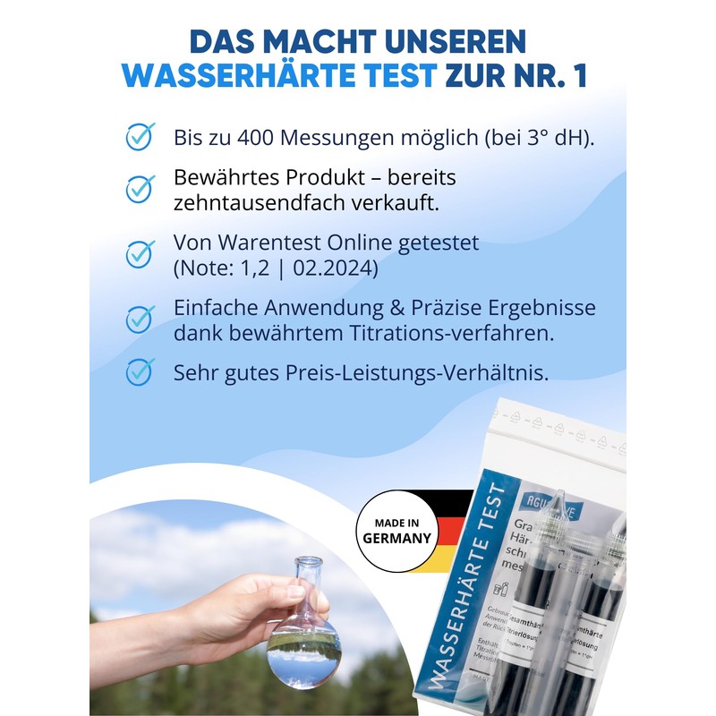 AGUALEVE Water hardness test - measure total hardness quickly and