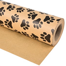Vnaaem Reversible Paw Wrapping Paper Roll for Men Women - Brown Kratf Dog Cat Paw Print Gift Wrap for Christmas Holiday Winter Birthday DIY Craft Party - 17 Inch X 16.5 Feet