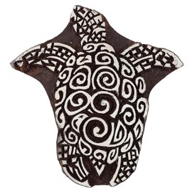 Knitwit Decorative Hand Carved Turtle Printing Wooden Stamp Blocks Border Stamps
