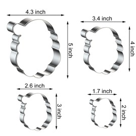 Santa Face/Head Cookie Cutter Set for Christmas Baking, 5/4/3/2 inch, 4 Piece, Stainless Steel