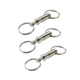 Ericotry Detachable Pull Apart Silver Key Rings Keychains-Heavy Duty Dual Key Ring Pull Apart Snap Lock Holder with Split Rings (3 Pack)