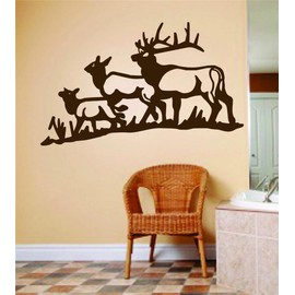 Three Deer Buck Moose Image Animal Hunting Hunter Man With Gun picture Art – Boys Kids Bed Room Sports Hobbies – Peel & Stick Sticker - Vinyl Wall Decal - DISCOUNTED SALE ITEM Size : 6 Inches X 12 Inches - 22 Colors Available