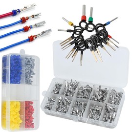 aikoolwer Connector Pins Crimped Terminal Automotive Car kit Electrical 1/1.5/1.8/2.2/2.8/3.5mm Motorcycle ATV Wire Removal Non-Insulated Plug Male Female Crimp Set