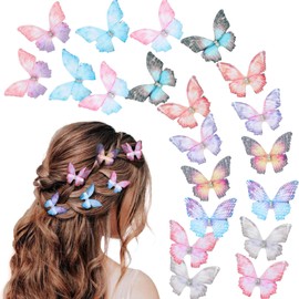 Paderison 20Pcs Moving Glitter Hair Clips Fairy Accessories for Women and Teens, Colorful 90s Clips (Purple)