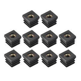 QUARKZMAN Pack of 10 Inserts for Square Tubes with M8 Thread, for 0.79" x 0.79 OD Square Tube, Black Plastic Plug, Roller Chair End Caps, Furniture Leg Plugs