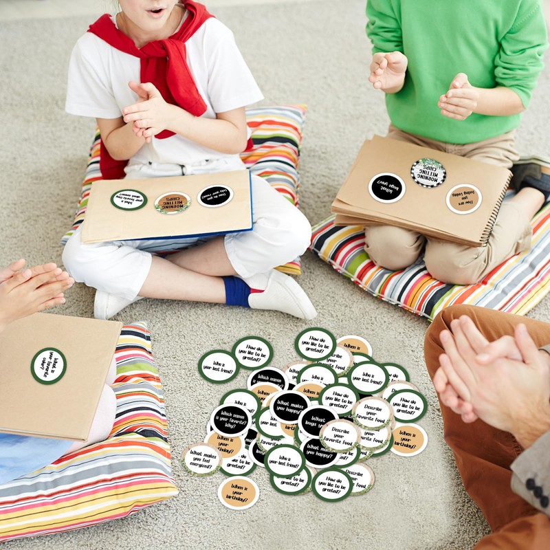 Justforjoyful 100Pcs Morning Meeting Chips Farmhouse Classroom Questions Ideas Cards