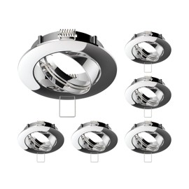 ledscom.de 6 pcs. recessed Ceiling Frame CIRC, Round, swivelling, Glossy Chrome
