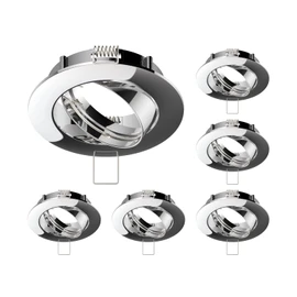 ledscom.de 6 pcs. recessed Ceiling Frame CIRC, Round, swivelling, Glossy Chrome