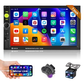 Inefala Double Din Car Stereo Radio with 7 Inch HD Touchscreen, Multimedia Car Audio Support Bluetooth, Mirror Link, FM Radio, EQ, SWC-USB/AUX Input/TF Card Port Car Audio Receivers with Backup Camera