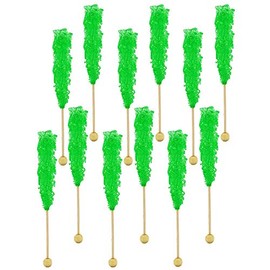 Rock Candy Lollipops Pops Candy Suckers, Color and Flavor Assortment, Individually Wrapped, 6.5" (Green Apple, 6-Pack)