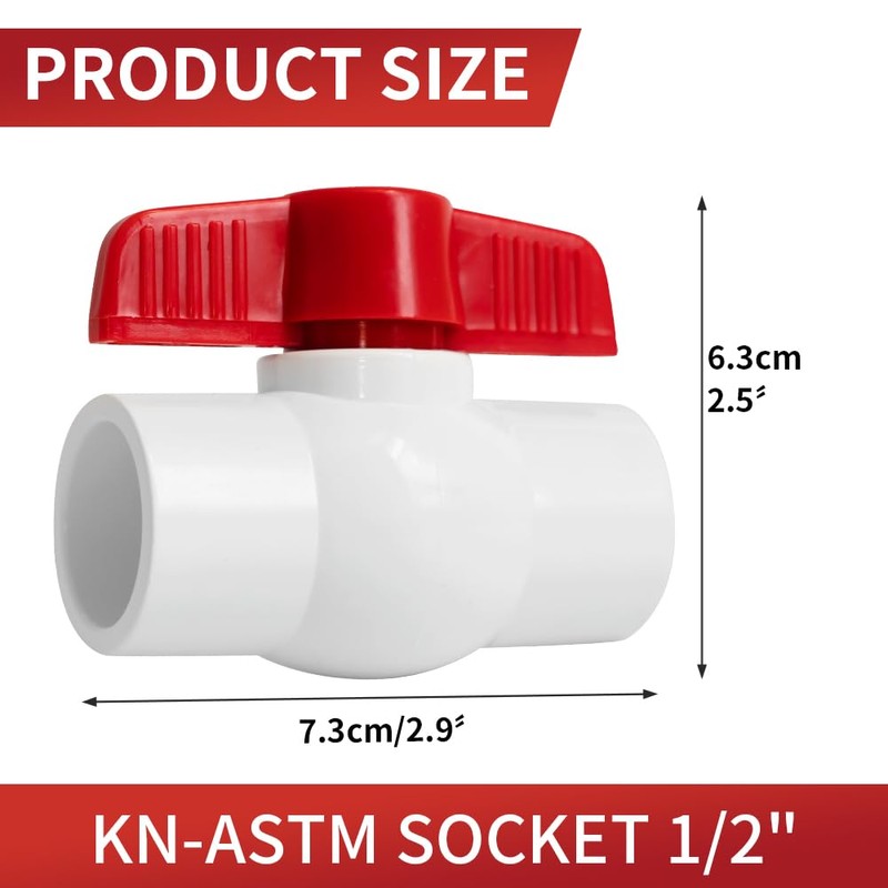 1/2 Inch PVC Ball Valve ASTM SOCKET Water Shut-Off Schedule