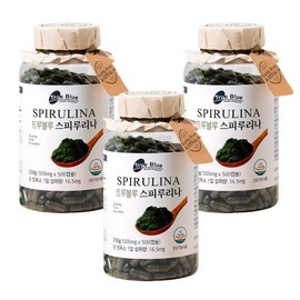 True Blue Spirulina, 500mg, 3 units / 트루블루 스피루리나, 500mg, 3개