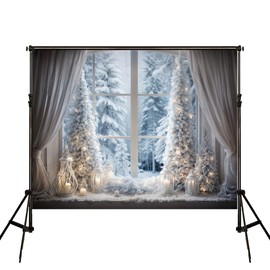 Kate Christmas Photography Backdrop 7x5ft/2.2x1.5m Christmas Tree Photo Booth Backdrop Outdoor Snow Scenery Photo Backdrops Winter Christmas Wall Portrait Photo Props