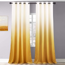 StangH Gold Velvet Ombre Curtains - Holiday Bright Color Gradient Print on Cream White Velvet Fabric Grommet Backdrops Curtains for Party Hall Dining Decor, W50 x L84, Cream White to Gold, 2 Panels