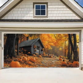 ANNA QUEEN Autumn Pumpkin Garage Door Banner 6 x 13FT, Fall Harvest, Outdoor Garage Decoration for Parties Home Decor