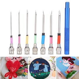 Magic Needle for Embroidery, Steel Embroidery, Punch Punch Art Needles with Handle Ry Kit Set Knitting