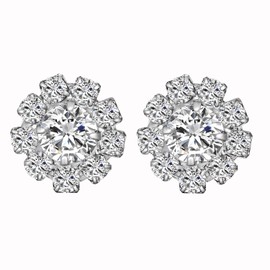 24 Pieces Bridal Bouquet Rhinestone Button Flatback Silver Crystal Beads Rhinestone Flower Bridal Bouquet for Jewellery Making Wedding Decoration