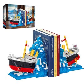 Hallisun Titanic Building Set, Ship Book Nook Kit 2 in 1 Compatible with Regular Size Bricks, Cruise Boat Model with Glacier Bookends Construction Kit Toy Gift Home Decor for Adult 14+, 1202 pcs