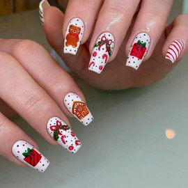 Christmas Press On Nails Christmas Nails Candy Christmas Gift Acrylic Fake Nails Holiday Nails Coffin Christmas Nails Press On Christmas Fake Nails Christmas Press On Nails For Women Impress Christmas