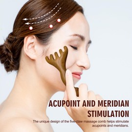 TECHPLUS Sandalwood Scalp Massager – Dual Head Five Claw Massage Comb for Head Eye Shoulder and Neck – Manual Massager Tool for Women Men