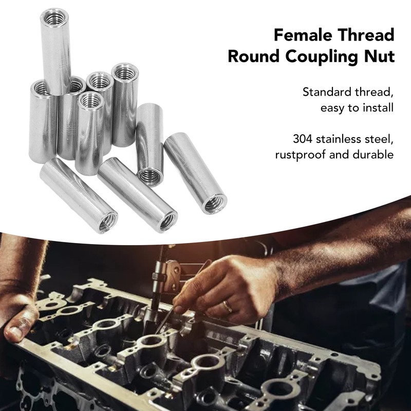 10PCS Female Thread Coupling Nut M8 X 1.25 12 L40mm