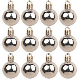 XNHIU 12 Pack 1.2inch Mini Bauble Mini Christmas Tree Baubles Decorative Hanging Ornaments Christmas Tree Pendants(Silver)