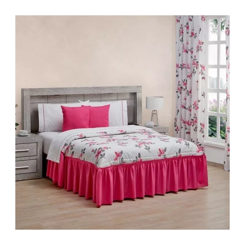 Elefantito Colcha Individual Con Cojines Sarah Rosa Envio Gratis