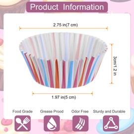 sourcing map 300 Count Cupcake Liners Bright Rainbow Cupcake Cups Standard Size Muffins Liners Papers Baking Cups Wrappers Greaseproof for Party Wedding Birthday
