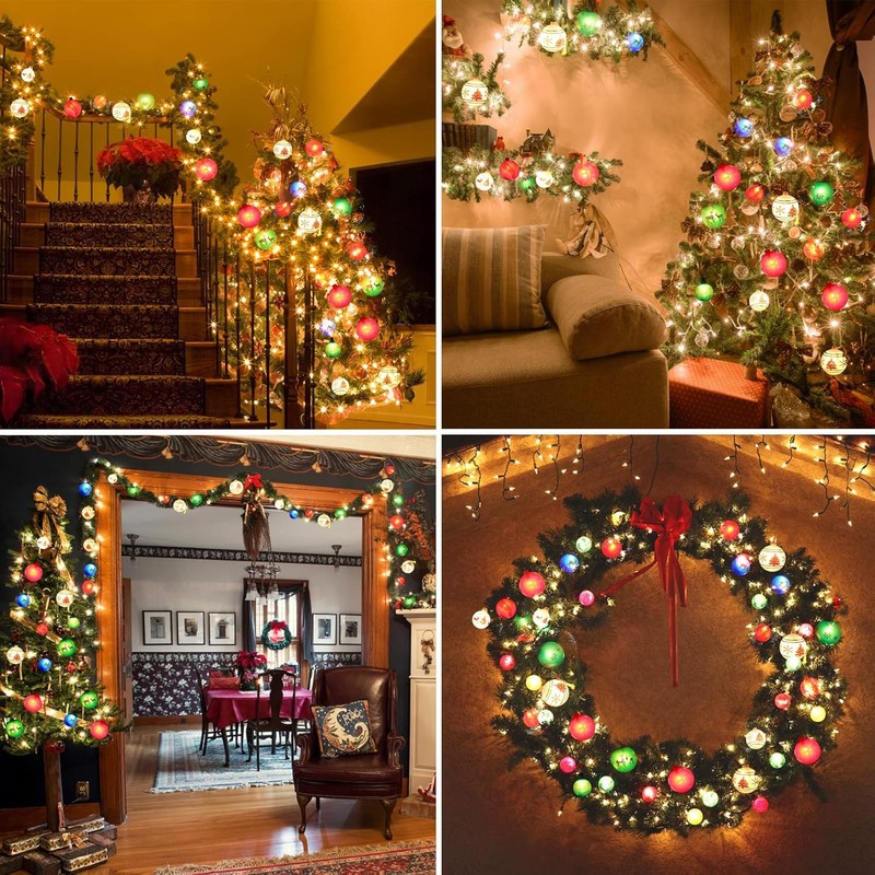 itayak Christmas Ball Ornament Lights, 28ft 25 Bulbs Christmas Tree